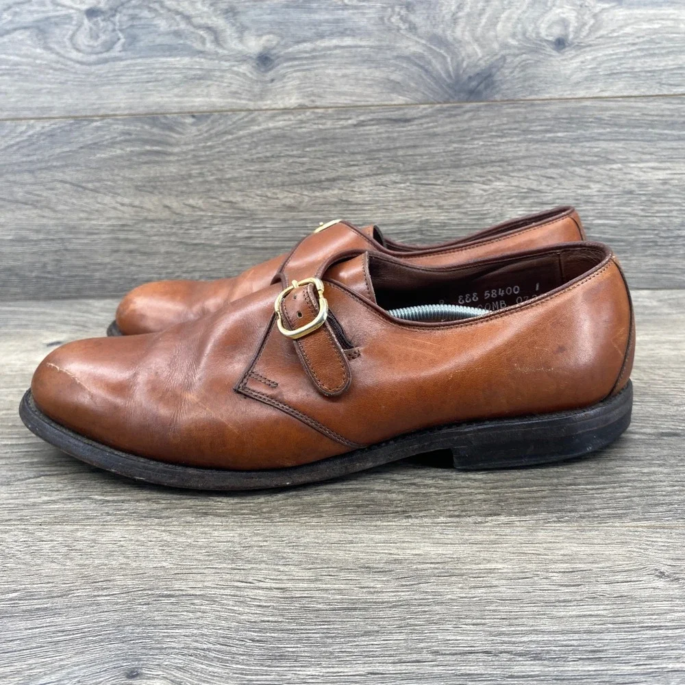 Allen Edmonds Standish Monk Strap Shoes Mens 9 EEE Brown Leather Buckle 2461